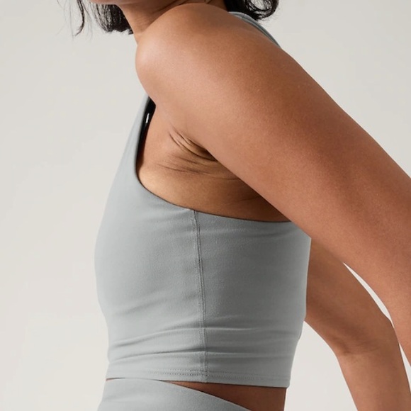 $59 Athleta S Conscious Crop Bra Longline Top Super Soft Racerback Logo Smooth - Picture 5 of 6